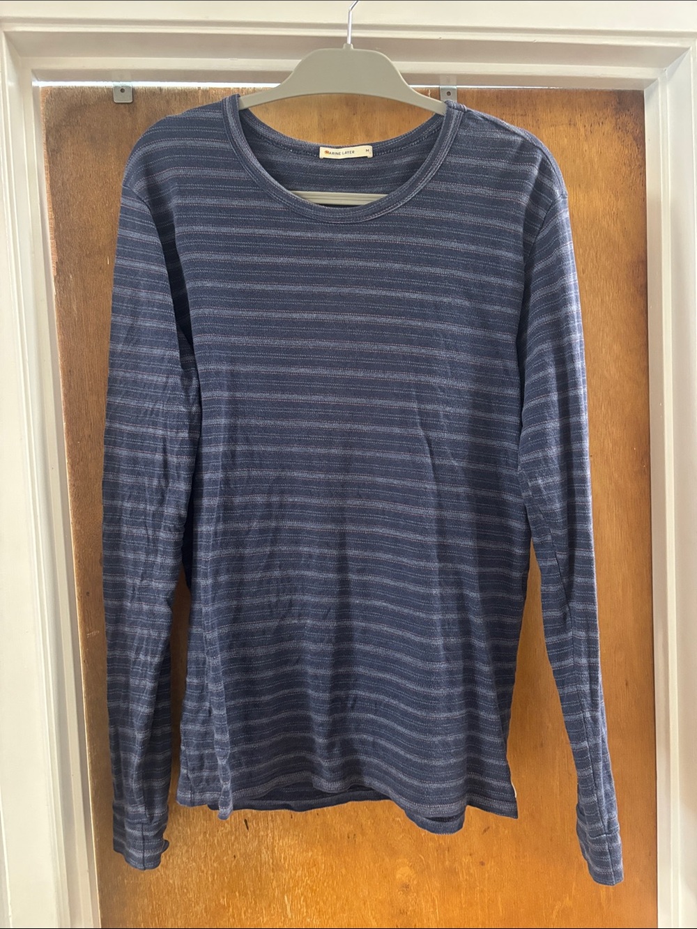 Marine Layer Men's Long Sleeve Navy Striped Tee